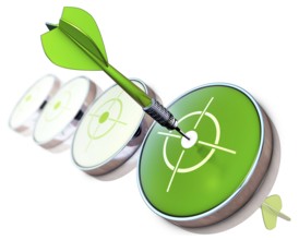 Rendering of a dart and goal concept