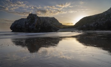 A long expiosure view of the Cuevas del Mar on the Costa Verde of Asturias