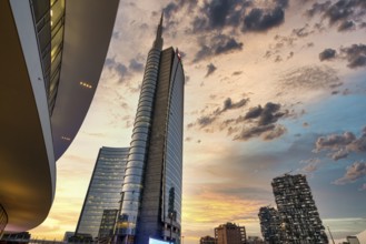 Milan Italy, Porta Nuova District. Gae Aulenti Square. Unicredit Tower