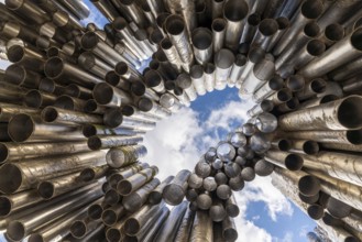 Helsinki, Finland: 4 August, 2021: abstract close up view of the Sibelius Monument in downtown