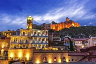 View of the Old Town of Tbilisi, Georgia after sunset