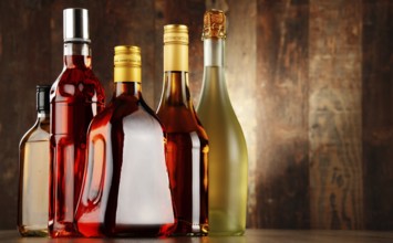 Bottles of assorted alcoholic beverages