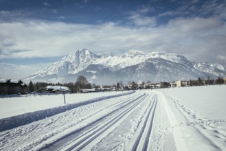 Cross-country skiing slope in Austria, beautiful mountain scenery