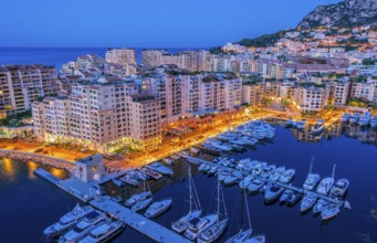 View of the city of Monaco on French Riviera after sunset