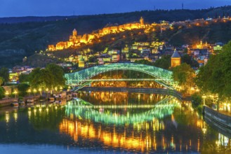 Panoramic view of Tbilisi, Georgia after sunset