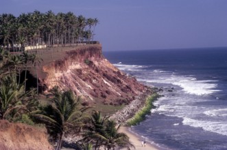 Varkala beach Papanasham beach, panoramic vision from a rocky cliff, Varkala, Kerala, Kerala, South