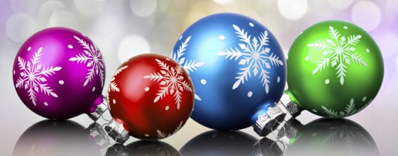 christmas balls on a holiday lights background