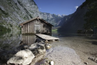 The Obersee lake at Königssee near Schönau in Berchtesgadener Land in summer