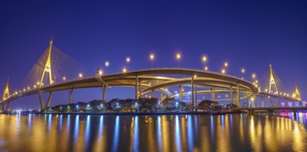 Panorama, The Bhumibol Bridge1 or Industrial Ring Bridge in sunset
