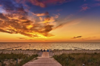 Beach entrance on the island of usedom before the sunrise
