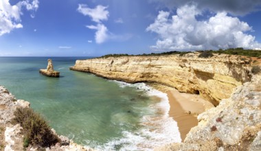 Coastal landscape the southern coast of the Algarve, Portugal, Europe