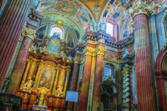POZNAN, POL - NOV 27, 2018: Interior of Fara, St. Mary's Basilica in Poznan, Poland, Europe