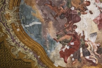Interior view of St Mark's Basilica, Sala Banchetti, Banqueting Hall, restoration of the ceiling,
