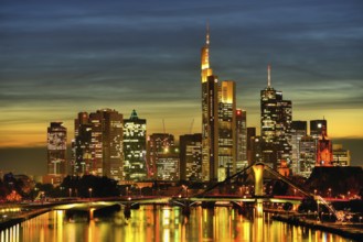 Frankfurt skyline in the evening