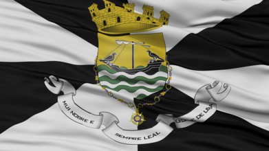 Closeup Lisboa City Flag, Capital City of Portugal, Waving in the Wind
