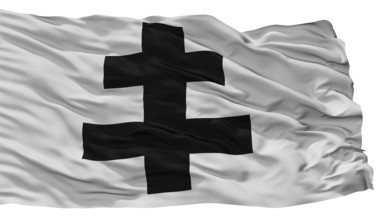 Roeselare City Flag, Country Belgium, Isolated On White Background