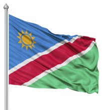 Realistic 3d flag of Namibia fluttering in the wind