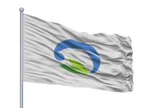 Makinohara City Flag On Flagpole, Country Japan, Shizuoka Prefecture, Isolated On White Background