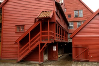 Wooden houses at Bryggen, Bergen, Norway, Europe