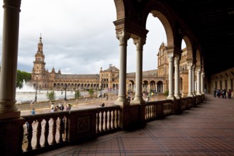 Spain, Andalusia. The Spanish pavilion in Seville at Plaza Espana Austria, Europe