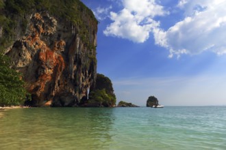 Landscape with tropical beach (Pranang beach) and rocks, Krabi, Thailand, Asia