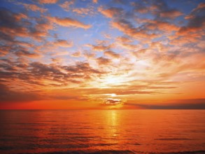 Bright sunset at the sea