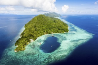 Aerial view Cape Kri, Raja Ampat, West Papua, Indonesia, Asia