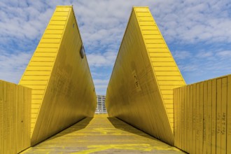 Rotterdam, Netherlands, September 2019: view on the Luchtsingel, a crowdfunded elevated wooden