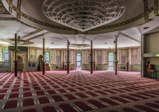 Brussels, Belgium, 07 03 2019- Decorated interior of the Great Mosque of Brussels, Europe