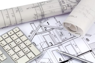 Building plan for a house. With compass and ruler Austria