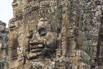Tower of faces in the Bayon temple in Angkor Thom in Cambodia