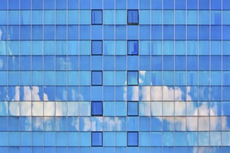 Glass Facade with Sky Refkection of High-rise Building Varna, Bulgaria, Europe