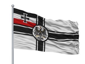 War Ensign Of Germany 1903 1918 Flag On Flagpole, Isolated On White Background