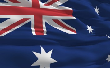 Fluttering flag of Australia on the wind
