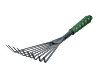 Closeup of an isolated wire-tooth rake