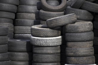 Stack of used tyres
