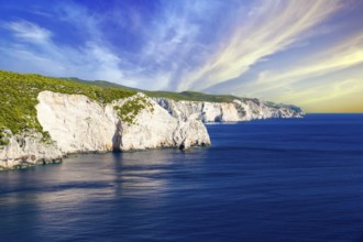 View of the rocky coast from the island of Zakynthos, Zakynthos, Greece, Europe