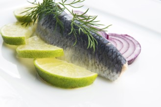 Fillet herring with onion and lemon, lodz, poland