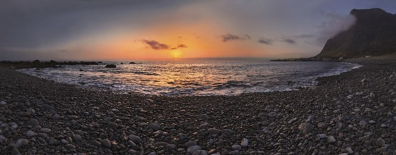 Sundown on the beach of Valle grain Rey, La Gomera