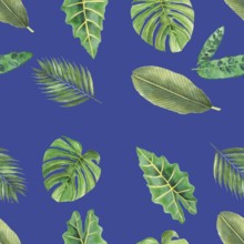 Seamless pattern of Tropical botanical leafs