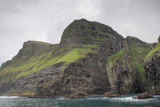 Landscape on the Faroe Islands with ocean and cliffs close to Vestmanna on Streymoy, Faroe Islands,