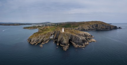 Panorama landscape view of the Baltimore Beacon and entrance to Baltimore Harbor in West Cork