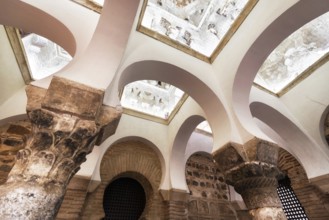 Toledo, Spain, December 16, 2018: Interior of the Mosque of Cristo de la Luz, Toledo, Castilla la