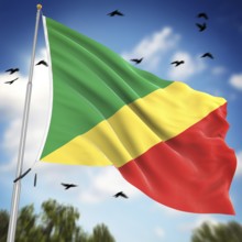Flag of the Republic of the Congo, This is a computer generated and 3d rendered image