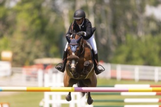 Sameh el Dahan of Great Britain, riding WKD Toronto, compete in the 1.60m Grand Prix during The