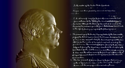 Portrait after a medal of John Quincy Adams, 6th president of the United States, his request for
