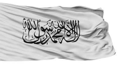 Taliban Flag, Isolated On White Background