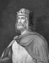 Henry the Fowler (876-936) on engraving from 1859. German king. Engraved by C.Deucker and published