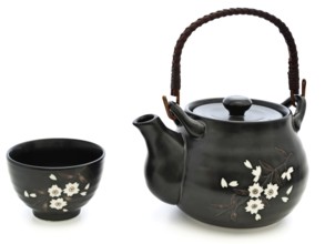 China tableware for chinese tea ceremony: teapot and bowl over white background