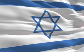 Fluttering flag of Israel on the wind